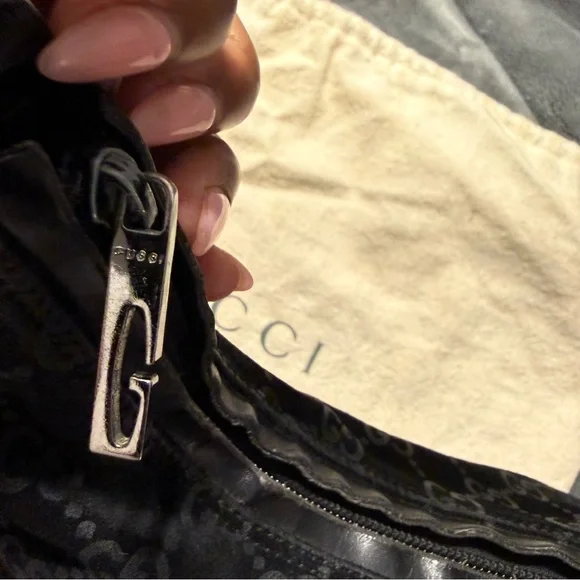Gucci Black GG Monogram Shoulder Hobo Bag - Picture 11 of 13